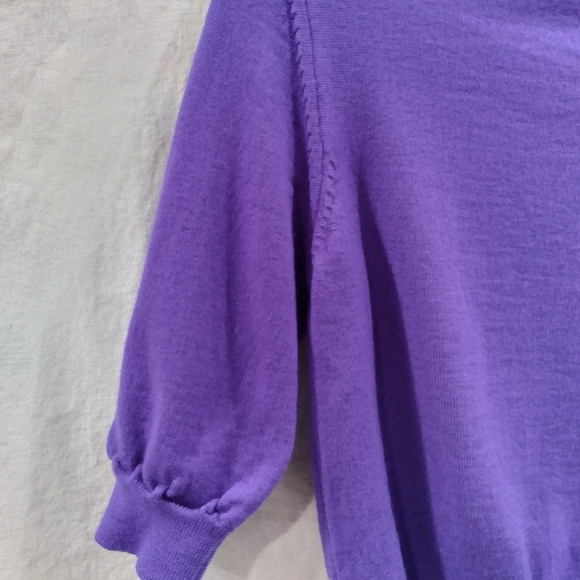 Bartolini 100% merino wool made in Italy cropped purple sweater in medium EUC - Picture 3 of 5